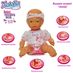 LALKA NATALIA  MIMICZNY BOBAS RUSZAJĄCY BUZIĄ Z DŹWIĘKIEM 3+