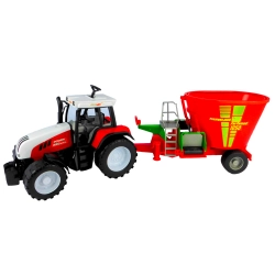 DUŻY TRAKTOR + PASZOWÓZ MIESZALNIK PASZ 64 CM RUCHOME ELEMENTY